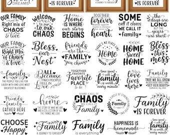 30 Familien-Zitaten-Svg-Bundle, Zitat-Zeichen-Svg, Familien-Zitat Png, Bauernhaus-Familienwandschild, Home Sweet Home-Svg, Bauernhausdekor-Home-Svg