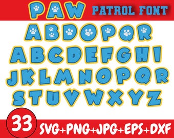 Paw-ty Font SVG Alphabet, Paw Letters, 3D Paw Alphabet Clipart, Paw Font Blue, Paw Svg Png, Vinyl Cut File, Digital Download