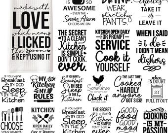 Kitchen Towel Svg Bundle, Funny Kitchen Svg, Towel Sayings Svg, Tea Towel Quotes, Pot Holder Svg, Funny Cooking, Cut for Cricut, Silhouette