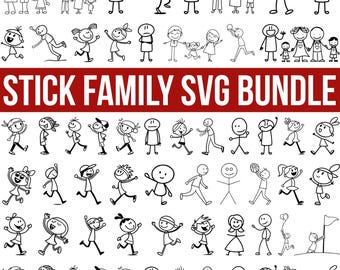 Stick Family Svg Bundle, Stick Figures Png, Stick People Svg, Family Sticker, Stick Date Svg, Stick Family Clipart, For Cricut, Silhouette