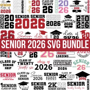 Senior 2026 svg Bundle, Abschlussfeier 2026 svg, Klasse von 2026 svg, High School svg, Senior 2026 Shirt svg, Senior Coquette Bow svg, Senior Mom