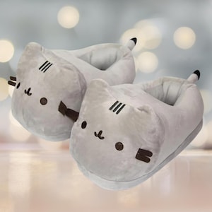 Cute Pusheen Slippers Fat Cat Soft Plush Slippers Indoor Anime Bedroom Shoes Gift for Him Her