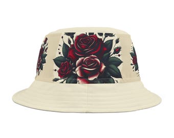 Vintage Floral Tapestry Bucket Hat, Rose Jacquard  display picture 3