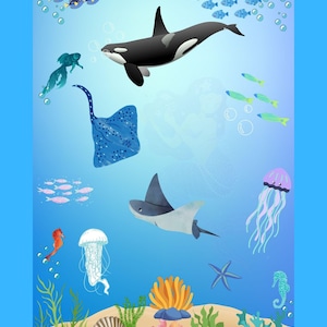 Underwater World Coloring Book: 24 Aquatic Animal Coloring Pages
