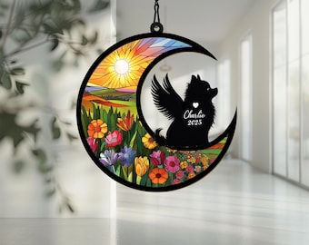Personalized Pomeranian Memorial Suncatcher, Custom Gift For Dog Lovers, Memorial Home Decor, Pet Loss Sympathy Gift.