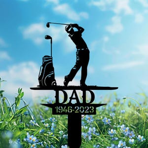 Personalized Golf Memorial Sign, Custom Golfer Name Sign, Golfer Grave Marker, Remembrance Stake, Outdoor Garden Decor, Dad Loss Gifts