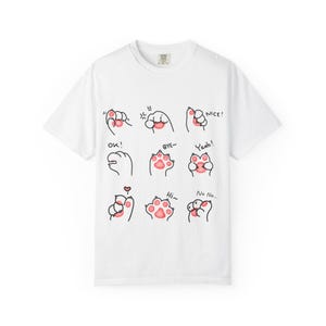 Camiseta unisex teñida con estampado de pata de gato, ideal para amantes de los gatos, con estampado animal, adorable felino, con estampado de pata de gatito.