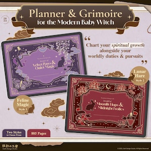 Planner & Grimoire for the Modern Baby Witch l Witchy Digital Planner l Mystical Memoir l Feline Magic l Lunar Hare l Undated Planner
