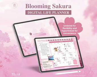 Blooming Sakura Digital Life Planner l Undated Digital Life Planner l Floral Planner