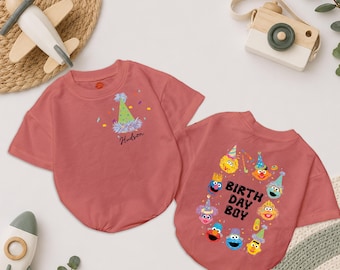 Mono de cumpleaños de monstruo personalizado, body de niño con nombre personalizado, mono de fiesta de monstruo retro, conjunto colorido de cumpleaños para niño, lindo regalo personalizado