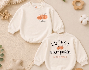 Pelele de bebé personalizado para otoño, body personalizado con estampado de calabazas, el pelele burbuja de calabaza más lindo, estampado delantero y trasero, regalo para baby shower de otoño