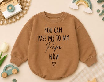 Kombinezon "You Can Pass Me To My Papa Now", zabawny kombinezon dla dziadka, uroczy strój dla taty, minimalistyczna koszulka dla niemowląt, prezent na baby shower