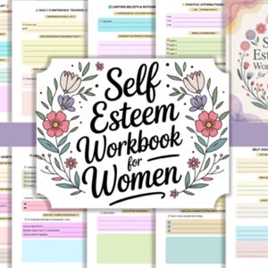 Self Esteem Workbook for Women PDF Confidence Journal Mental Health Workbook Self Love & Growth Printable Canva Template