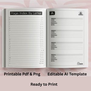 Password Log Book Template Printable Password Tracker Digital Password Organizer PDF Business Template