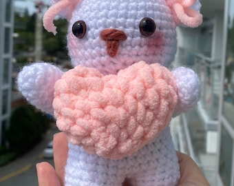 Peluche ours au crochet avec coeur - Peluche Amigurumi faite main - Cadeau ours en peluche kawaii - Jouet personnalisé - Joli cadeau au crochet