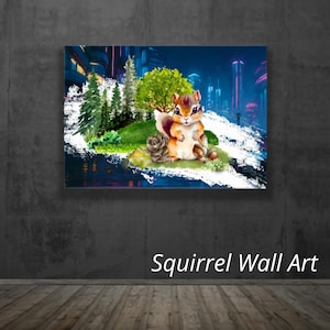 Poster, Cute Squirrel Poster – Woodland Animal Wall Art for Nursery or Living Room