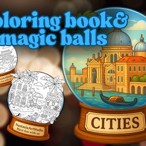 Coloring Book & Magic Balls – Travel Cities Edition | Printable PDF | Fun Globe-Themed Coloring Pages