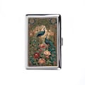 Peacocks and Peonies in Art Nouveau Elegance Cigarette Case Vintage Metal Box Wallet