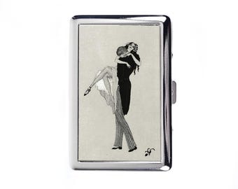 The Dancer and Her Captor Cigarette Case Vintage Metal Box Wallet