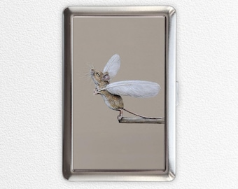 Mouse Dreaming Of Flying Vintage Collectible Metal Cigarette Case, Metal Box, Smoke Case,Organizer Box