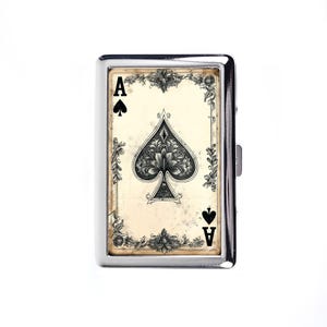 Vintage Metal Cigarette Case Art Nouveau Poker Spade Ace Metal Wallet Storage Box