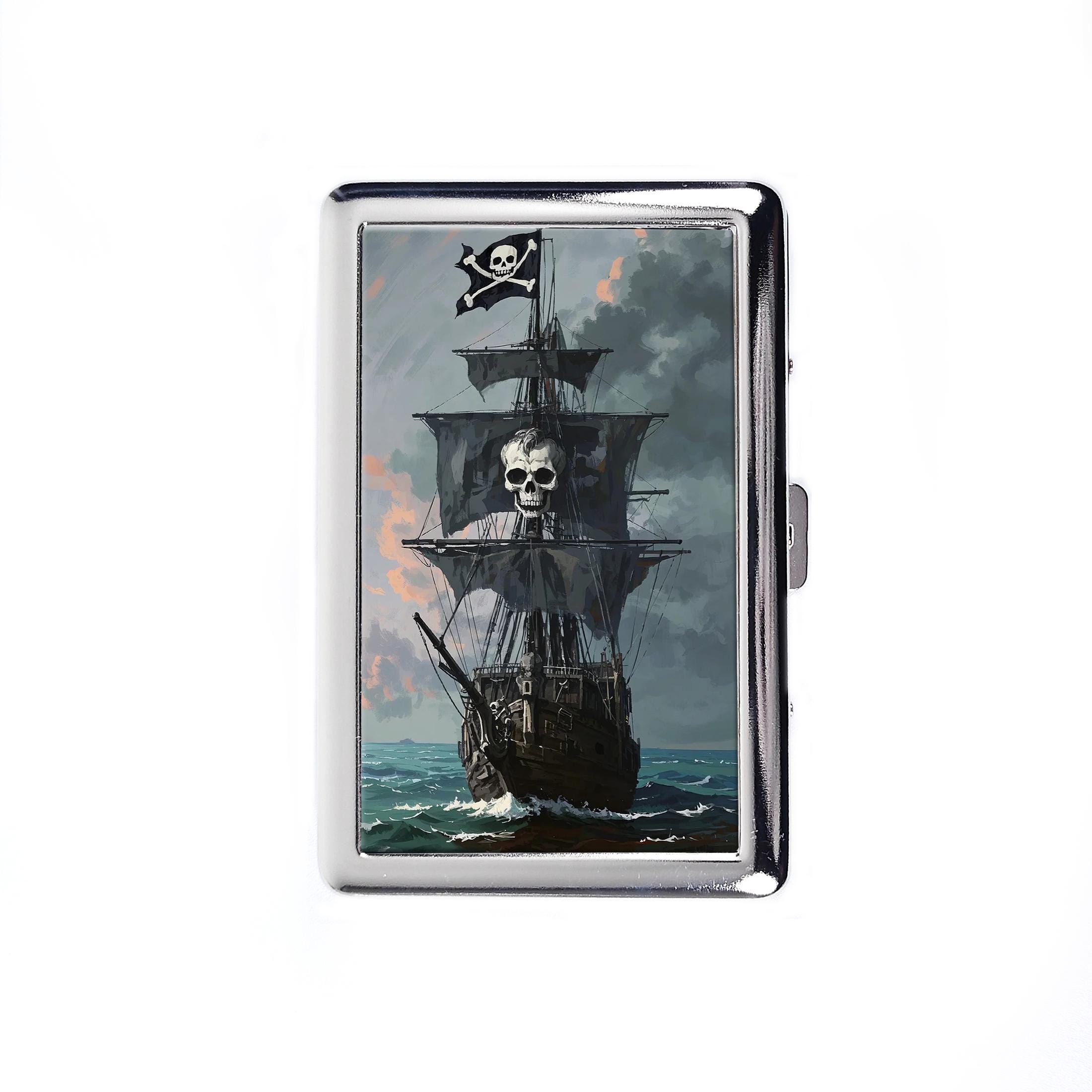 pirate cigarette case Vintage Metal Caribbean Ship Metal Wallet Storage Box Pirate Design Custom Cigar Case