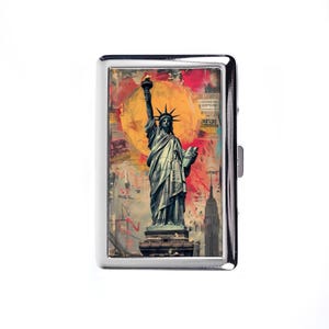 Vintage Metal Cigarette Case Statue of Liberty Metal Wallet Storage Box, Can Store Banknotes And Credit Cards, Small Gift For Friends