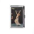 Vintage Metal Wallet Box Cigarette Case Art Nouveau-Inspired Illustration: A Woman Embracing the Moon in an Enchanting Night Scene product logo