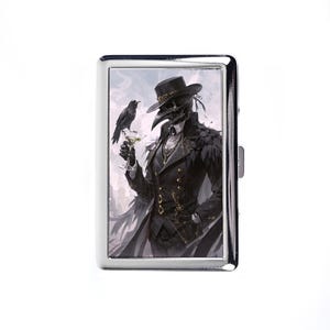 Vintage Metal Cigarette Case Art Nouveau Style Mr. Crow Metal Wallet Storage Box