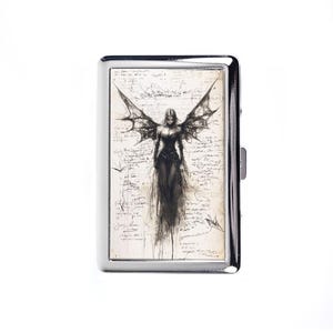 Vintage Metal Cigarette Case, Gothic Fantasy Style Dark Angel, Multifunctional Clip Design, Metal Box Can Store Banknotes And Credit Cards