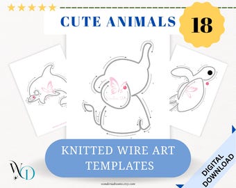 18 Knitted Wire Animal Templates, Designs, Beginner Friendly (PDF Download)