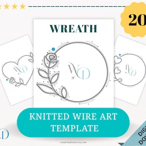 20 Wreath Knitted Wire Art Template, Wreath Knitted Wire, icord Wire Template, Tricotin Wire Art, Instant Download PDF