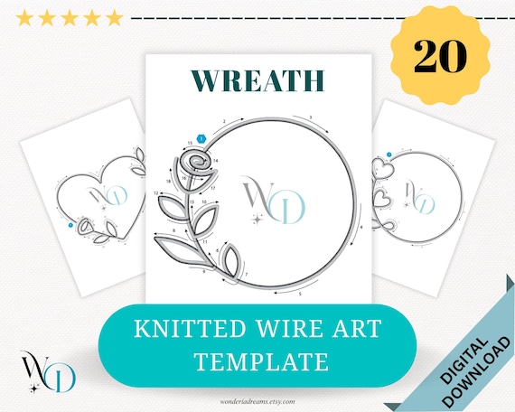 Knitted Wire Wreath Template: 20 Designs (PDF & AI Downloadable Files)