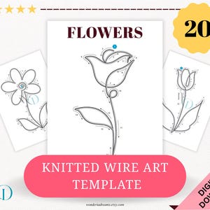 Knitted Wire Flower Templates: 20 Floral Designs (PDF/AI Downloadable Files)