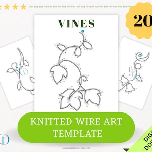 20 Vine Knitted Wire Templates, Hanging plant Design for DIY Wire Art, i-Cord Template, Tricotin, Instant Download PDF