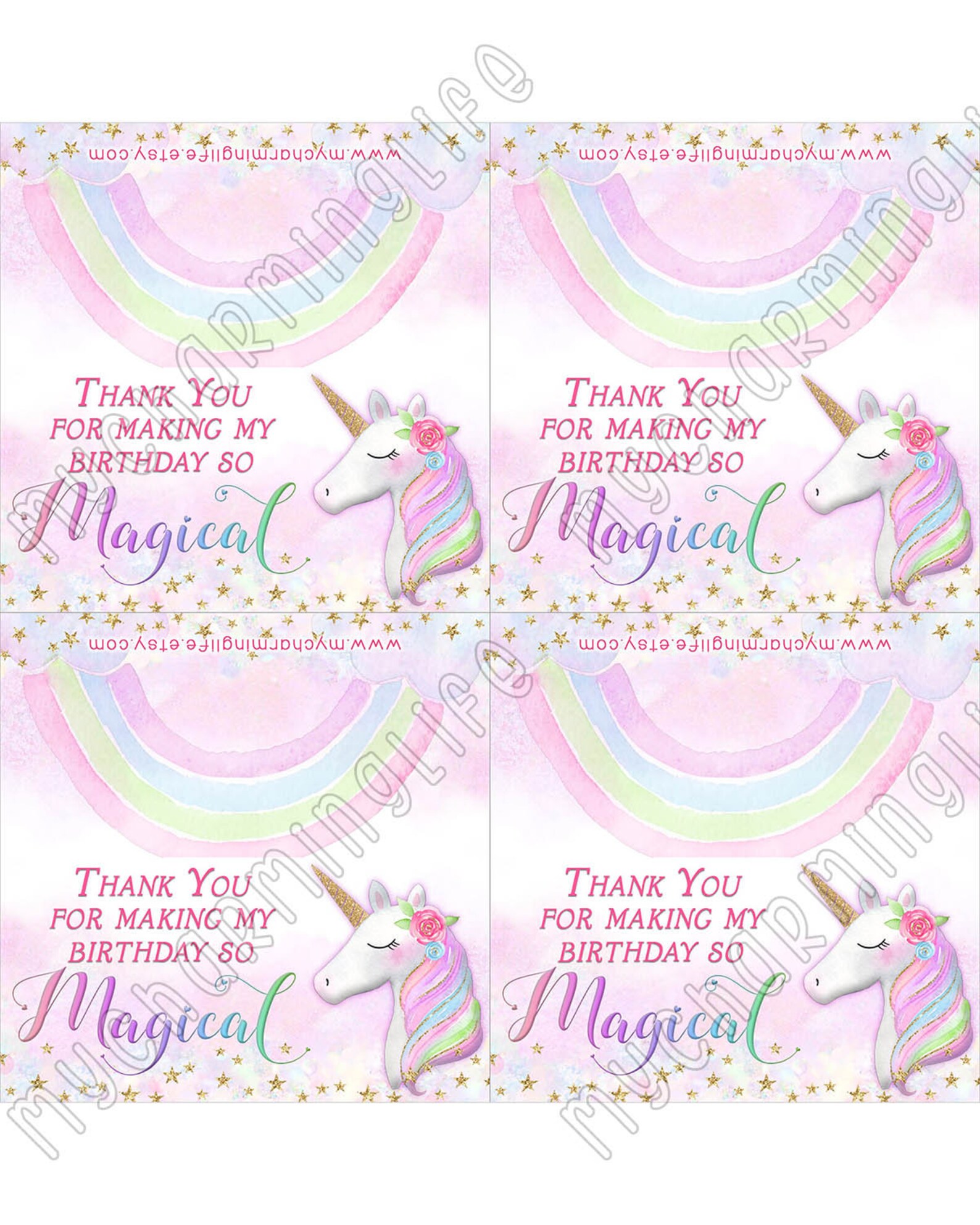 Unicorn Rainbow Favor Treat Bag Toppers PRINTABLE PDF 3 | Etsy