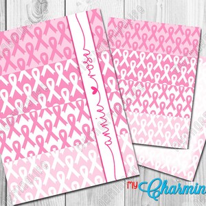 Planner Cover Set Printables -  Personalized 3 pc set - Pink Ribbons Breast Cancer