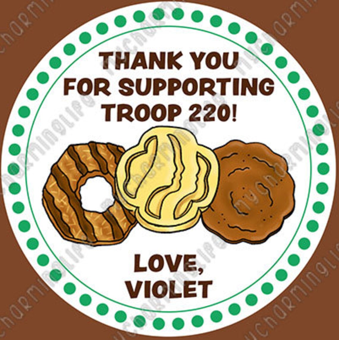 Girl Scout Cookie THANK YOU STICKERS Personalized Choose Etsy