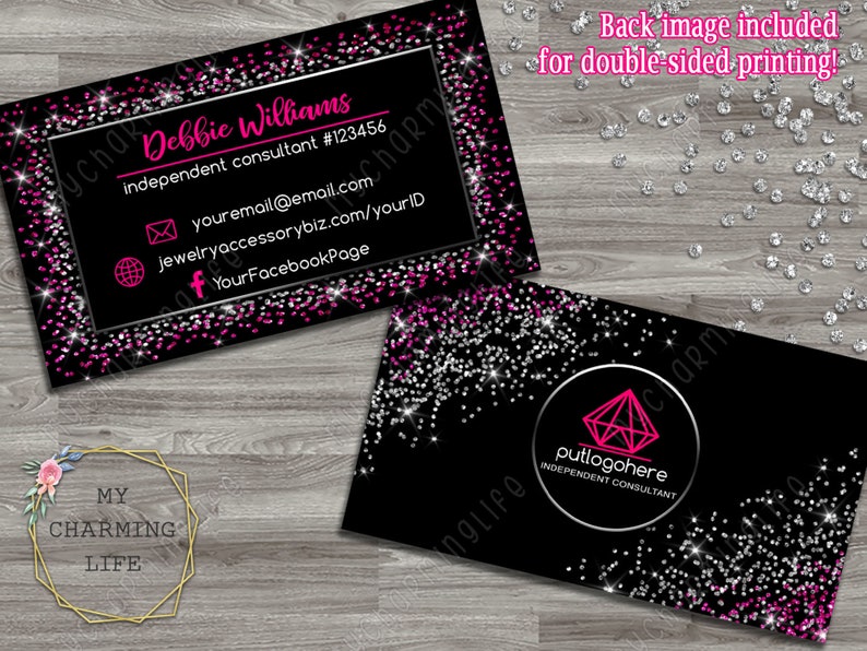 Business card designs Jewelry Consultant Sparkly Glitter Etsy