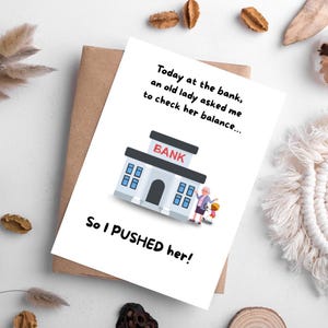 Blague sur la banque, BLAGUES POUR PAPA, carte drôle de fête des pères, carte de fête des pères pour les nouveaux papas, carte pour les papas, carte drôle, carte mignonne