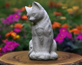 Stein Kätzchen Skulptur Beton Katze Statue Zement Tier Dekoration Handgemachte Kätzchen Verzierung Haustür Figur Kitty Liebhaber Geschenk Hofkunst