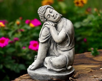 Betonowa figura Buddy Medytujący siedzący Budda Rzeźba Figurka zen do ogrodu Ozdoba ogrodowa z cementu Prezent dla miłośnika Buddy
