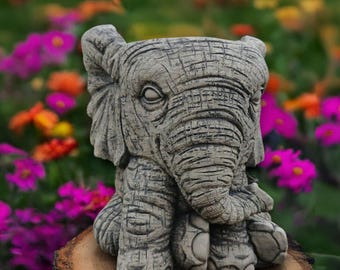Elephant flower pot statue Concrete planter sculpture Outdoor animal plant pot figure Cement animal decoration Handmade flower pot Yard art