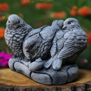 Beton Vogeltränke Skulptur Stein Vogel Statue Outdoor Vogeltränke Dekoration Beton Vögel Ornament Vogel Liebhaber Geschenk Handgefertigte Vogelfigur