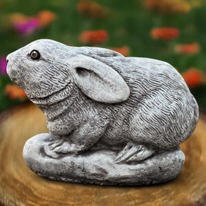 Concrete rabbit statue Outdoor bunny figurine Cement animal sculpture Stone wildlife ornament Handmade rabbit Garden decoration Lover gift