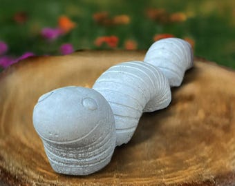 Concrete worm statue Stone worm sculpture Cement worm decor Outdoor reptile ornament  Garden creature art Front door figurine Lover gift