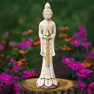 Japanese Buddha statue Concrete Buddha woman sculpture Outdoor zen figurine Large asian figure Cement yard ornament Buddha lover gift