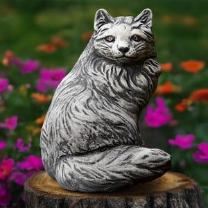 Sitting cat statue Concrete kitty sculpture Stone kitten figurine Memorial cat ornament Handmade cat Kitty lover gift Garden decoration