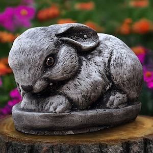 Outdoor bunny sculpture Concrete rabbit figurine Cement animal ornament Stone wildlife decoration Handmade rabbit Garden bunny Lover gift