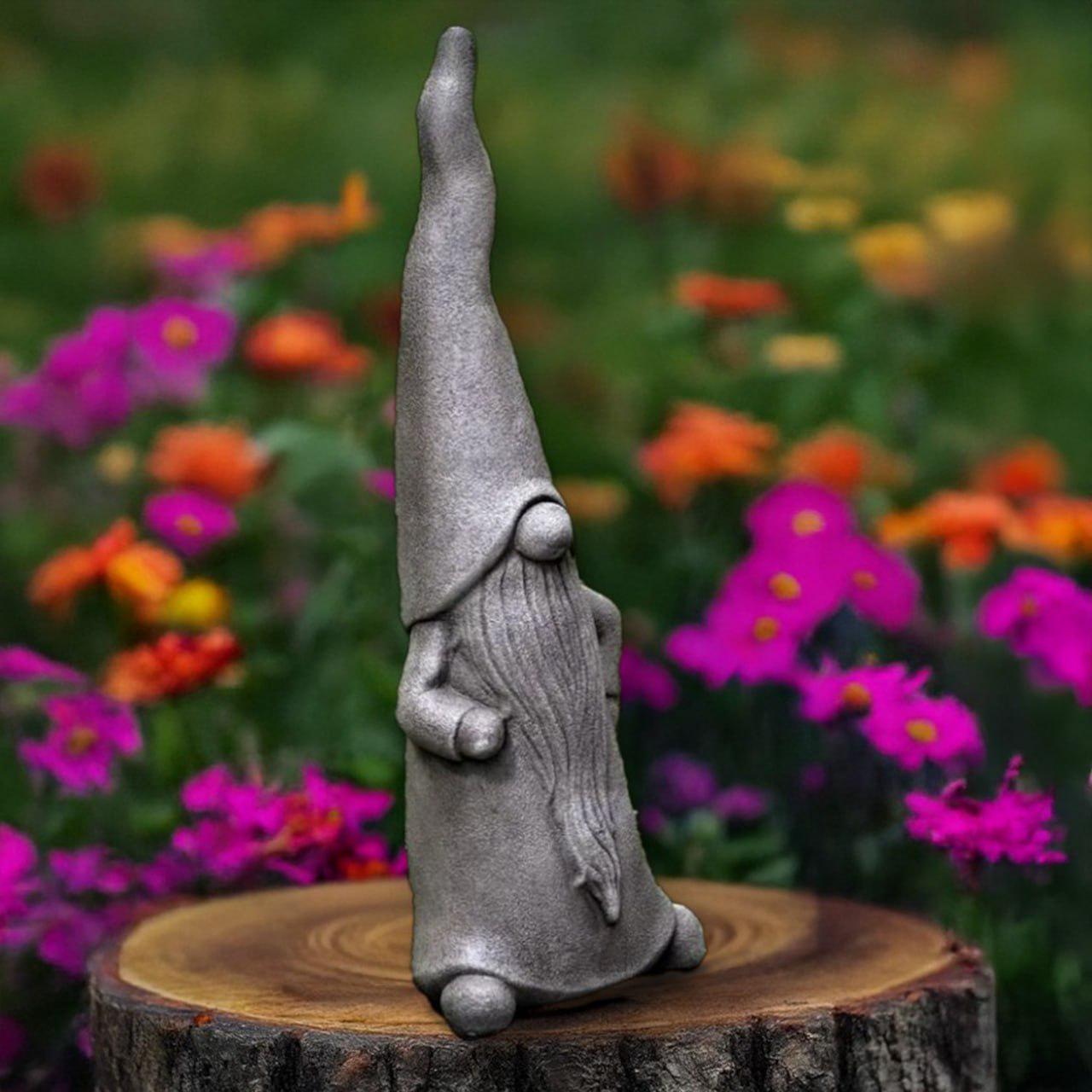 Concrete Gnome Statue With Long Hat Stone Garden Dwarf Figurine Cement ...